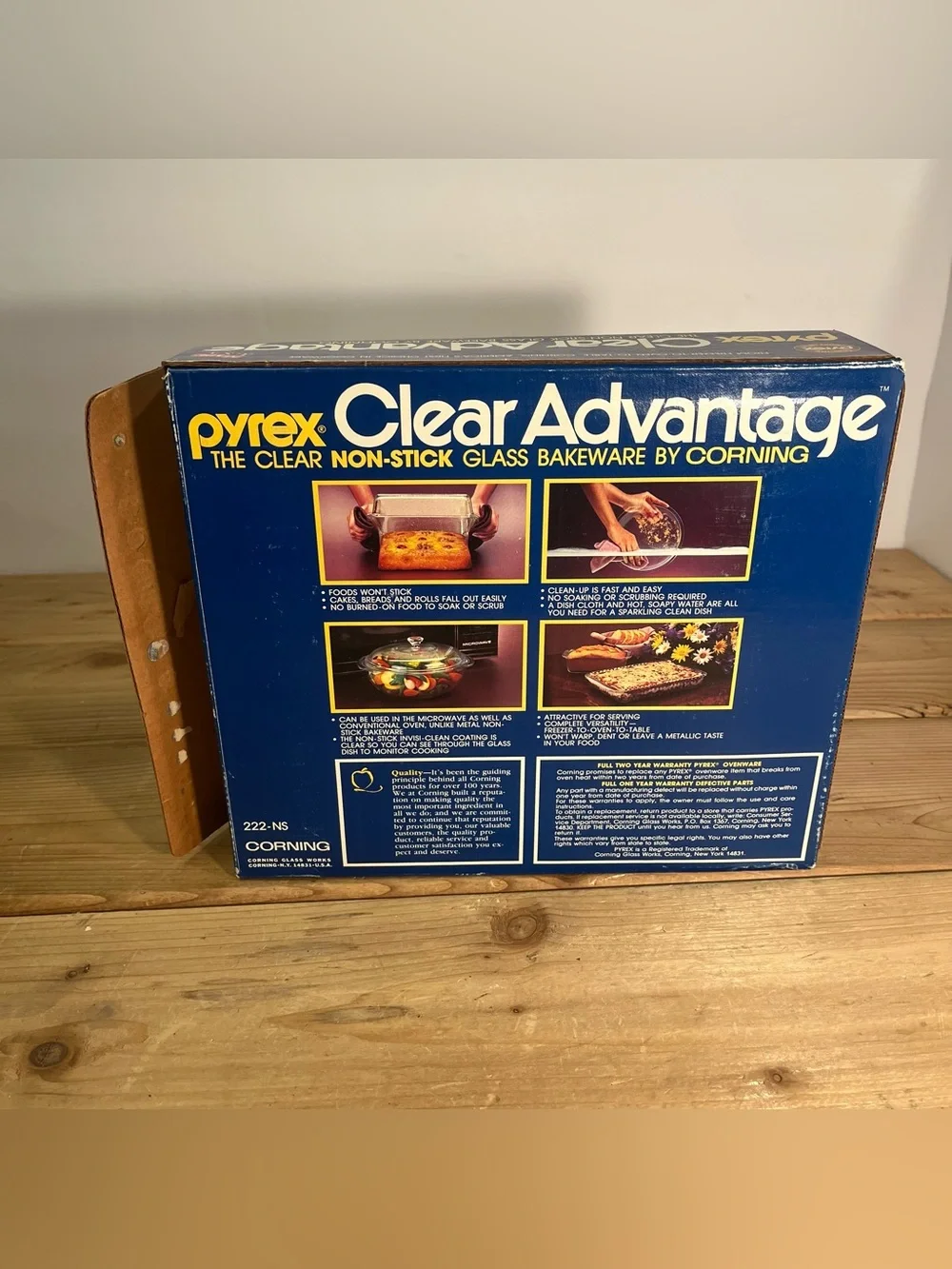 Vintage Pyrex Clear Advantage Non-Stick Glass 2Qt Baking Dish Open Box